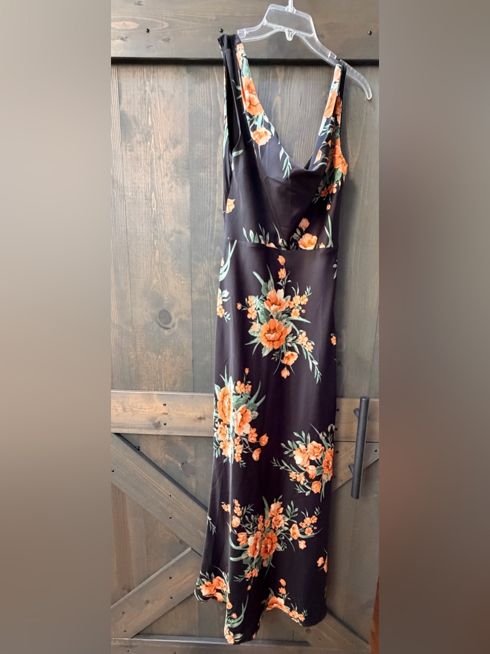 Lulu's Black Maxi Dress with Orange Floral Print